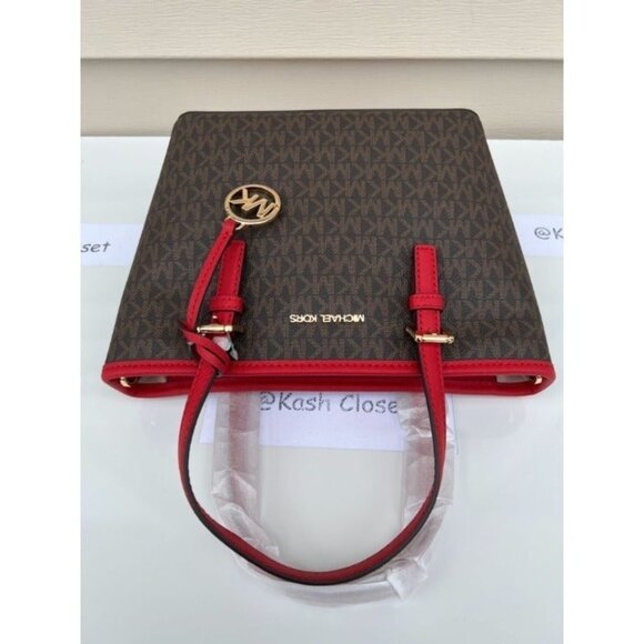 Michael Kors tote carryall handbag xs convertible top zip crossbody Flame Brown - Picture 6 of 10